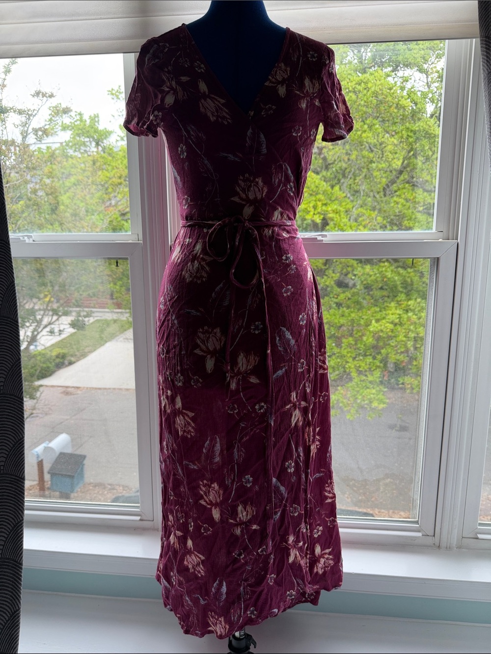 Billabong Burgundy Floral Wrap Maxi Dress